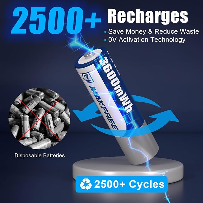 Maxfree Rechargeable AA Batteries Lithium - Image 8