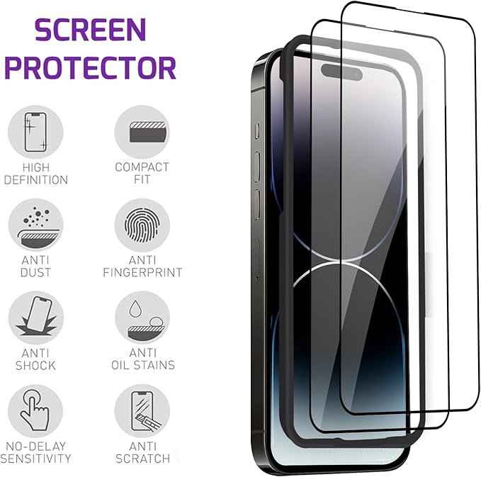 For iPhone 14 Pro Max Screen Protector Tempered Glass Compatible - Image 3