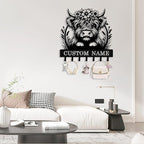 Personalized Highland Cow Key Holder Wall Mount, Custom Metal Key Rack Key - Image 3