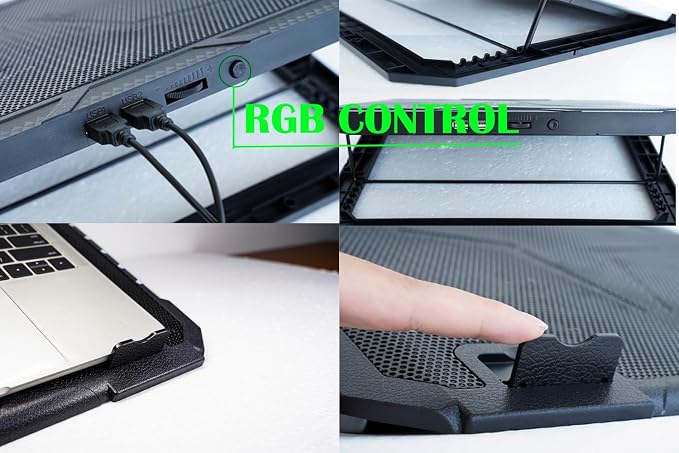 RGB Gaming Laptop Cooling Pad 17-12Inch 4FansFit Apple MacBook Laptop Fan - Image 6