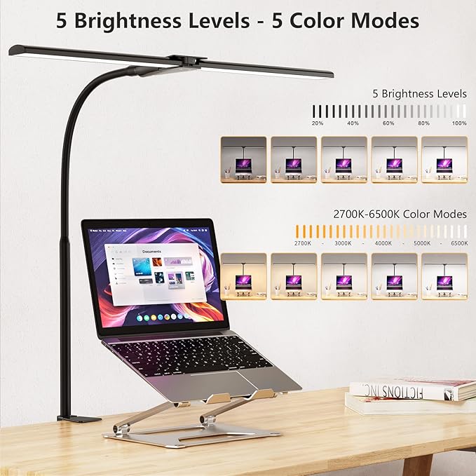 EppieBasic LED Desk lamp, Double Head Architect Desk Lamps - Image 5