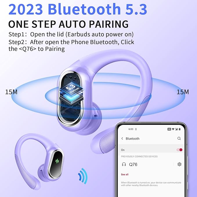Wireless Earbuds, 2025 Bluetooth 5.4 Headphones Sport, 50H Stereo Wireless - Image 2