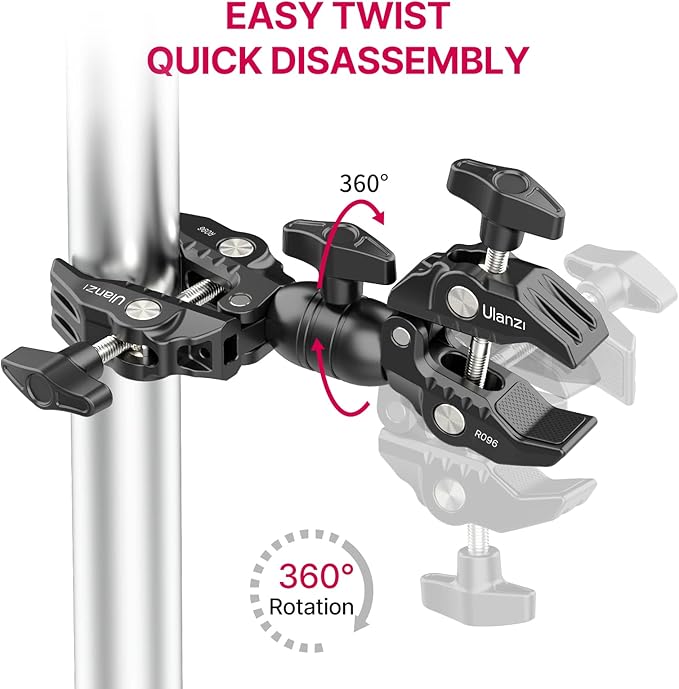 ULANZI Super Clamp Double Camera Clamp, R096 Crab Plier Clip Bracket Mount - Image 2