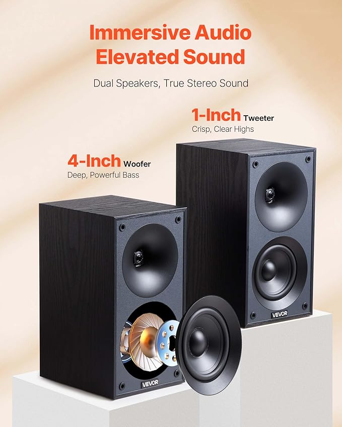 VEVOR Passive Bookshelf Speaker, Book Shelf Stereo Speakers - Image 2