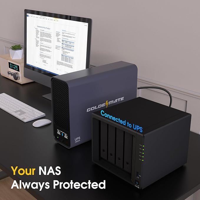 GOLDENMATE 1000VA/800W Lithium UPS Battery Backup and Surge Protector, Sinewave - Image 4