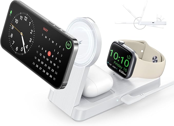 3 in 1 Magnetic Wireless for iPhone Charging Station: Foldable Portable Charger by ChargingStation