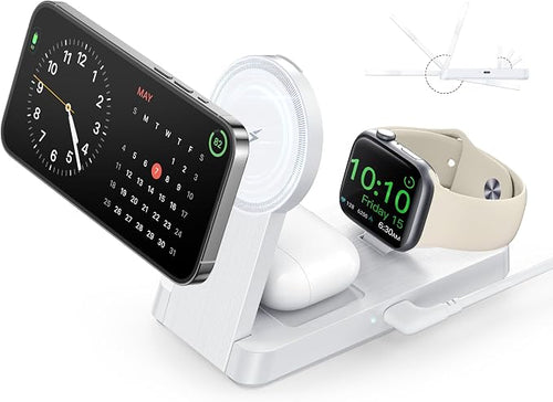 3 in 1 Magnetic Wireless for iPhone Charging Station: Foldable Portable Charger by ChargingStation
