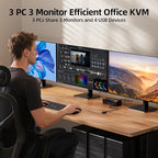 KVM Switch 3 Monitors 3 Computers 8K@60Hz/4K@120Hz, HDMI DP KVM Switches - Image 3