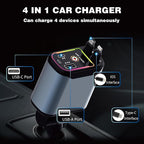 Starlight Retractable Car Charger, 66W Fast Car Chargers Adapter 4 in 1 - Image 4