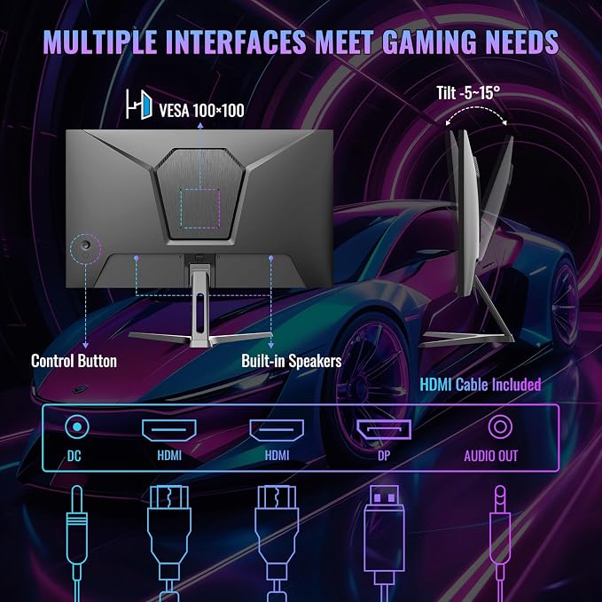 SANSUI 24 Inch Gaming Monitor 180Hz, Computer Monitor - Image 6