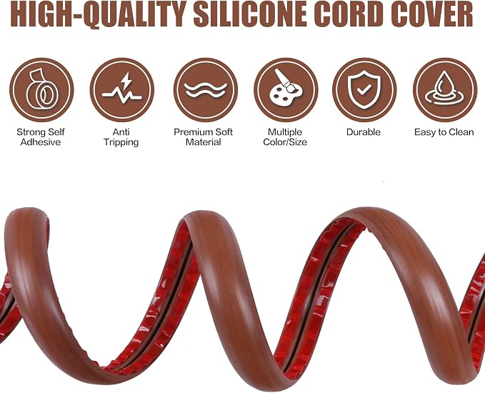 Floor Cord Cover Cavity 0.8"x0.37" Self Adhesive Cord Hider, 3.3FT Low Profile - Image 3