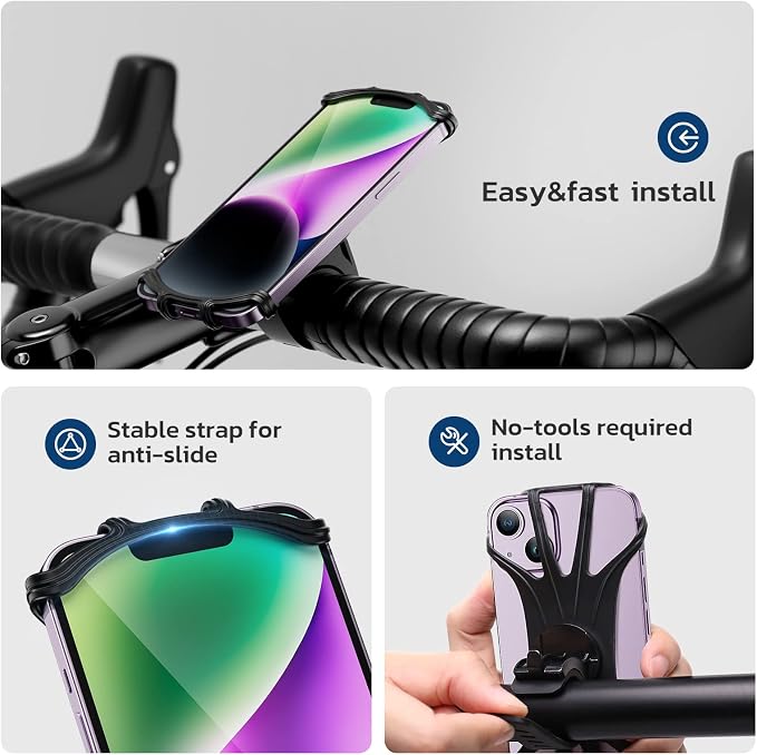 VUP Bike Phone Mount, Universal Bike Cell Phone Holder, 360° Rotatable - Image 7