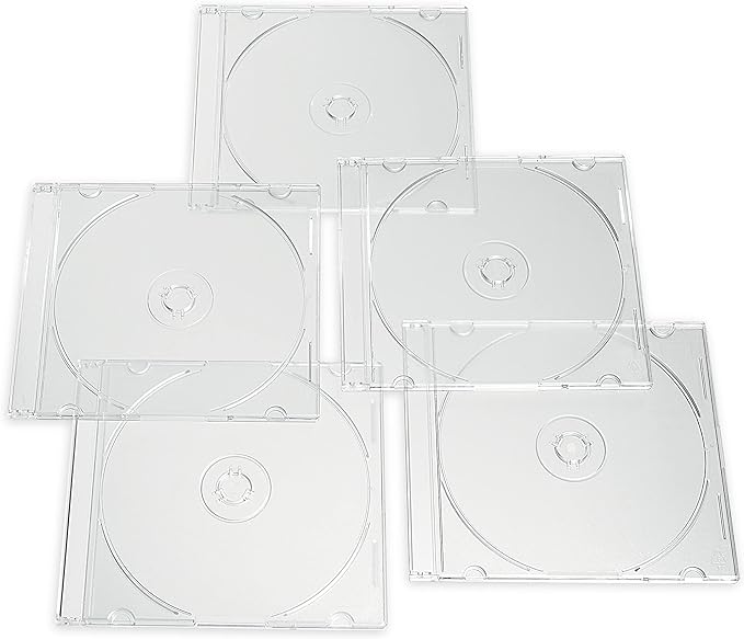 Verbatim CD DVD Blu-Ray Clear Slim Jewel Cases, 5.2 mm – 25 Pack by Verbatim