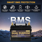 WEIZE 12V 60AH Dual Purpose LiFePO4 Lithium Battery, 800CCA Group 24 Group 34 - Image 5