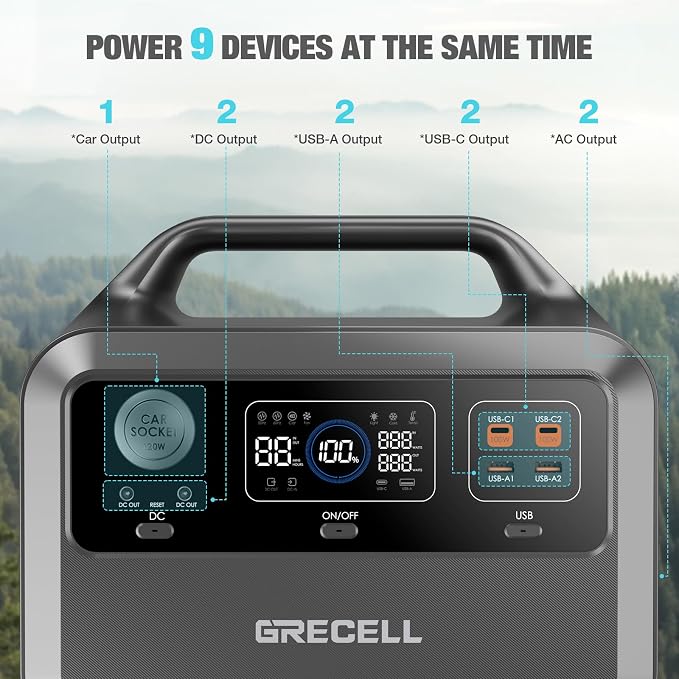 GRECELL Portable Power Station 600, 110V/600W Solar Generator, 460Wh Backup - Image 4
