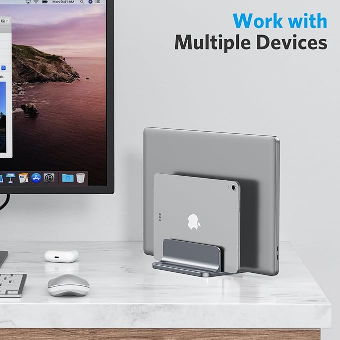 OMOTON Vertical Laptop Stand, Desktop Aluminum Mac Book Stand - Image 8