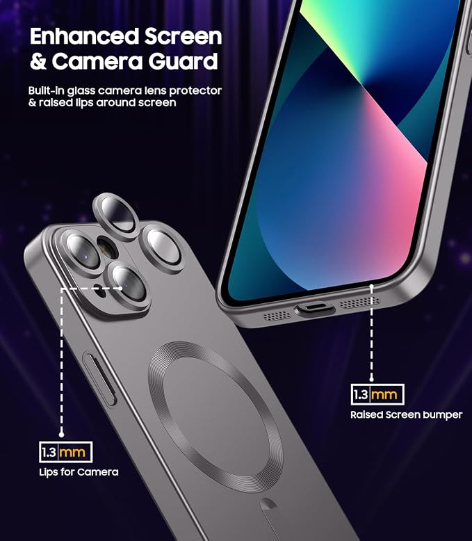 Magnetic for iPhone 13 Case Slim Soft Silicone Bumper Shockproof Metallic - Image 4