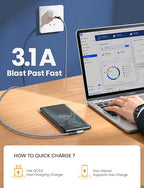 AINOPE USB C Charger 5-Pack 3.1A Fast Charging, Right Angle, Nylon Braided - Image 6