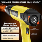 ROMECH 1500W Heavy Duty Heat Gun, Variable Temperature Control Hot Air Gun Kit - Image 2