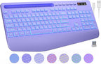 Wireless Keyboard with 7 Colored Backlits, Wrist Rest, Phone Holder, by Trueque