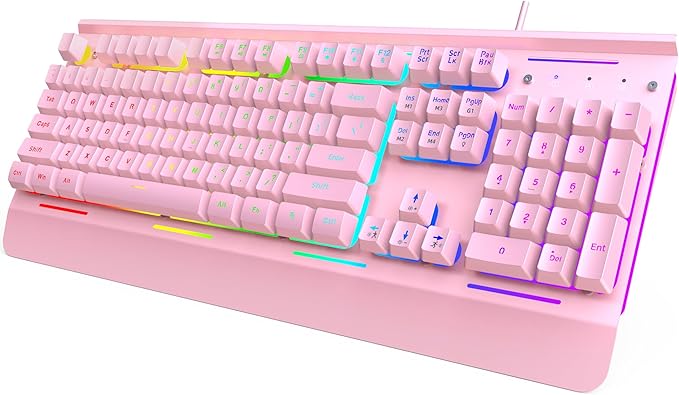 TECKNET Gaming Keyboard, USB Wired Computer Keyboard, 15-Zone RGB Illumination by Tecknet