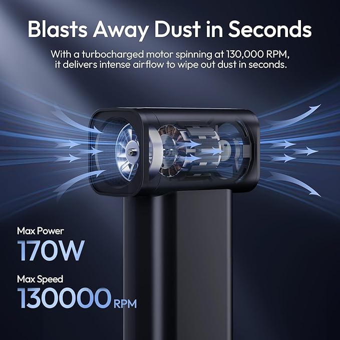 ULANZI AD02 Storm Electric Air Duster V2, 13W High-Speed Compressed Air Duster - Image 4