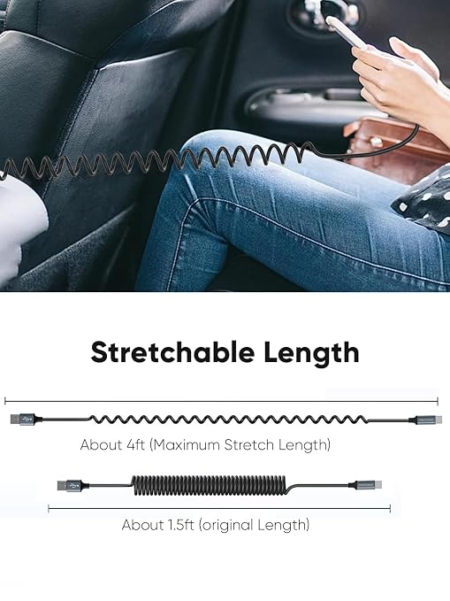 CableCreation Coiled USB C Cable 2Pack, Coiled USB A to USB C Cable - Image 6