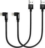Short iPhone Charger 1FT 2Pack 12 inch 90 Degree Lightning Cable Fast Nylon by Dasku