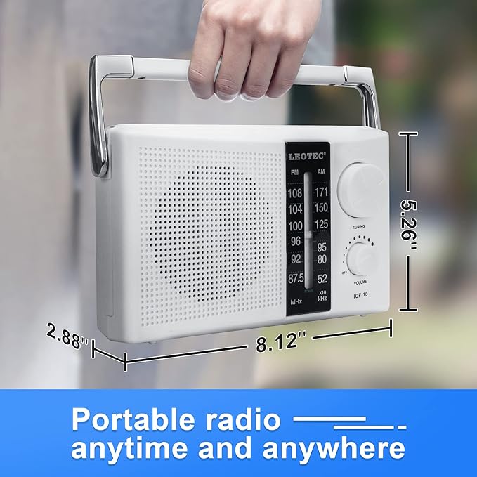 LEOTEC AM FM Radio Transistor Radio Battery or AC Powered - Image 4