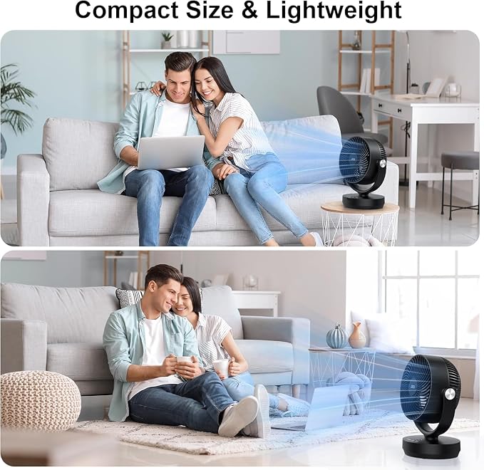 JRD Fans for Bedroom, 90° Oscillating Air Circulator Fan, 13 Inch Quiet Table - Image 6
