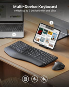 ProtoArc Backlit Bluetooth Ergonomic Keyboard, EK01 Plus Full Size Wireless - Image 3