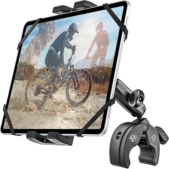 Metal iPad Tablet Mount for Boat Helm, Wheelchair Pole, Golf Cart, Mic Stand by WOLEYI