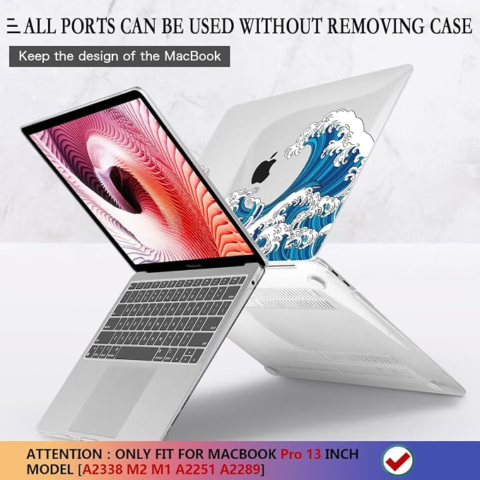 CISSOOK Wave Case for MacBook Pro 13 inch Case 2025-2020 Release, Ocean Hard - Image 5