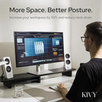 KIVY Dual Monitor Riser With Integrated Metal Shelf - Image 3
