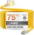 12AWG 75 FT Heavy Duty Outdoor Extension Cord Waterproof by Deeklify