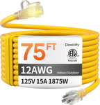 12AWG 75 FT Heavy Duty Outdoor Extension Cord Waterproof by Deeklify