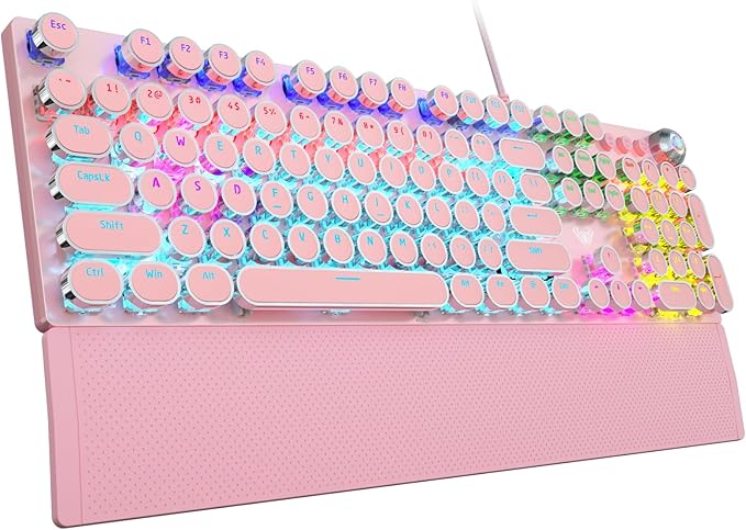 AULA F2088 Typewriter Style Mechanical Gaming Keyboard, Rainbow LED Backlit by AULA