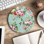Mouse Pad, Mint Floral Teal Mouse Pad, Washable Round Mousepad - Image 5