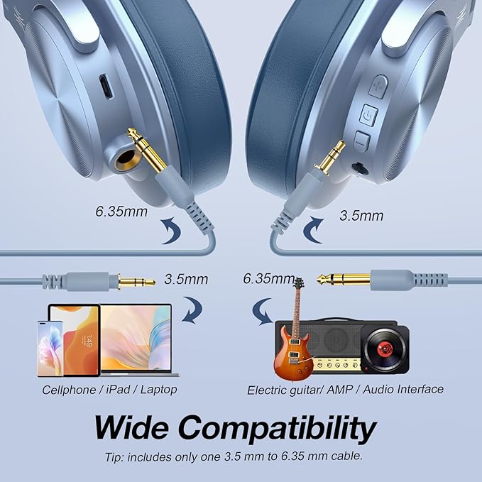 OneOdio A70 Bluetooth Over Ear Headphones, Wireless Headphones w/ 72H Playtime - Image 4