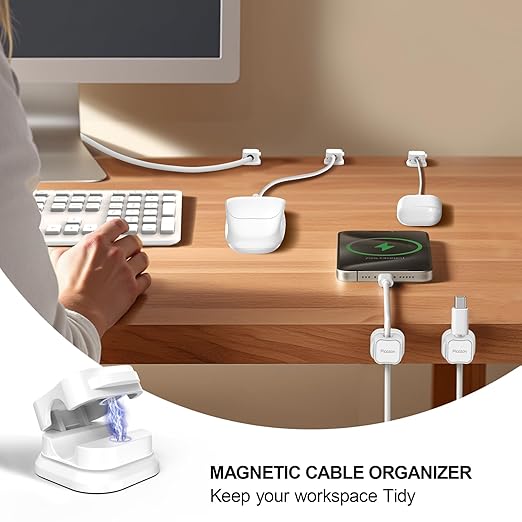 Picozon 12 Pack Magnetic Cable Clip Organizer Cord Holder, Picozon Adhesive - Image 2