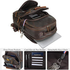 TIDING Men's Full Grain Leather Backpack Fits 16" Laptop, Vintage Business - Image 3