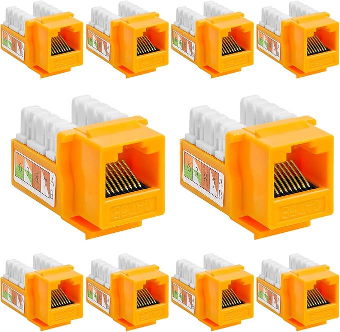 Cmple - 10 Pack Cat5e Keystone Jack Insert Punch Down RJ45 Connectors RJ45 by Cmple