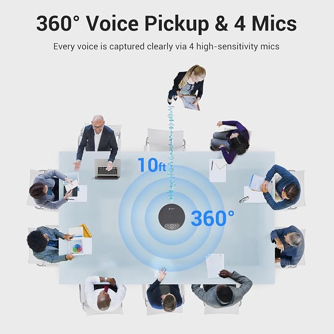N newline Conference Speaker and Microphone, 4 AI Mics 360° Voice Pickup - Image 2