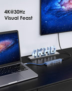 LENTION USB C Hub with 100W Charging, 4K HDMI, Dual Card Reader, USB 3.0 & 2.0 - Image 2