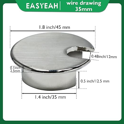 1 Pcs Desk Grommet 1-3/8" / 35 mm, Desk Cord Hole Cover, Cable Grommet Metal - Image 8