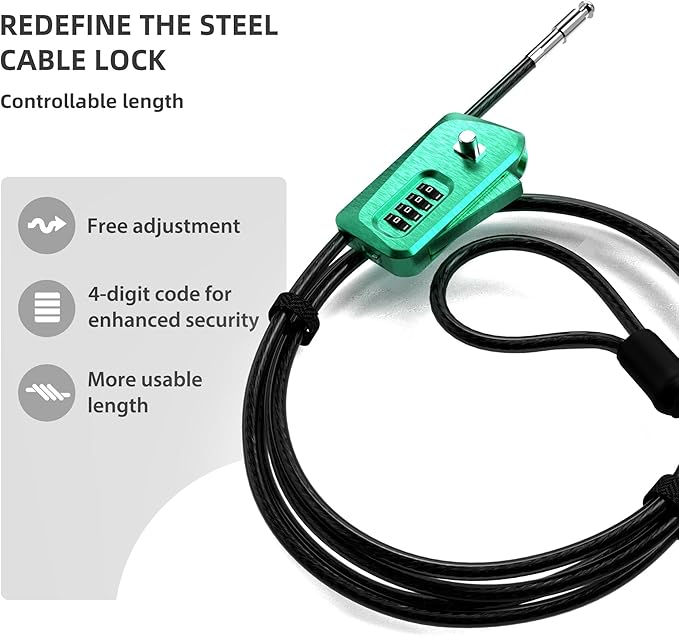 6ft Python Cable Lock for Bike, Trail Camera, 4 Digit Combination Lock - Image 2