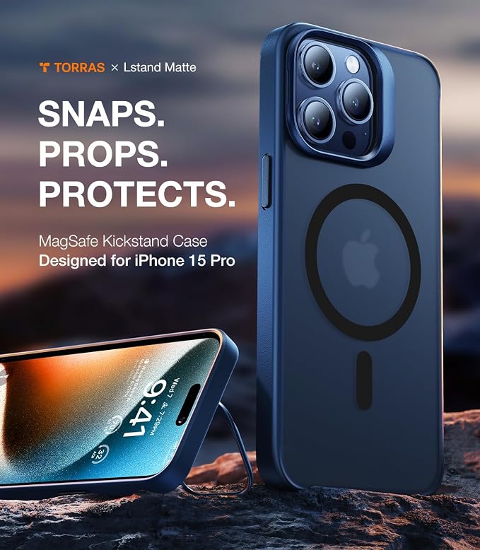 TORRAS Magnetic for iPhone 15 Pro Max Case Slim Hard Back Soft Edge - Image 2