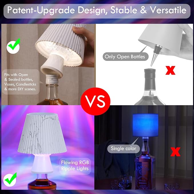 WILIT Wireless Bottle Lamp Shade, RGB Color Changing LED Night Light, Mood - Image 5