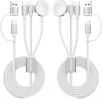 2Pack White-Travel Essentials 3 in 2 USB C Cable by ChargeBeyondPowerWithin