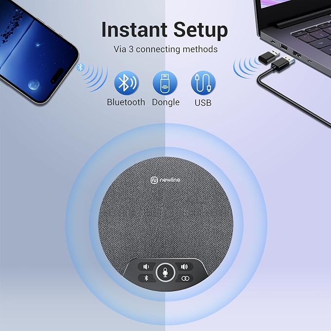 N newline Conference Speaker and Microphone, 4 AI Mics 360° Voice Pickup - Image 4